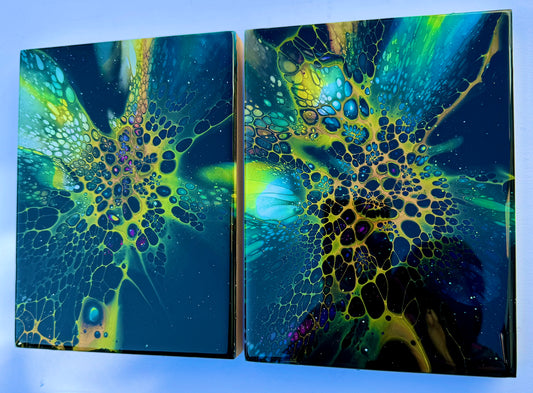 Celestial Starburst - 6x8 inch Diptych