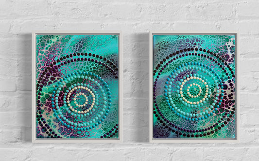 Elegant Acrylic Pour - Dot Art Fusion Diptych