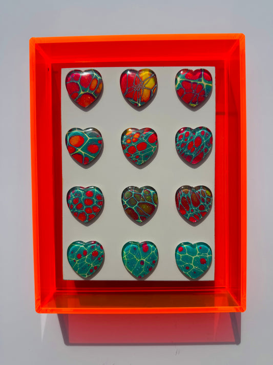 Neon Hearts - Orange Acrylic Frame - 5x7 inches