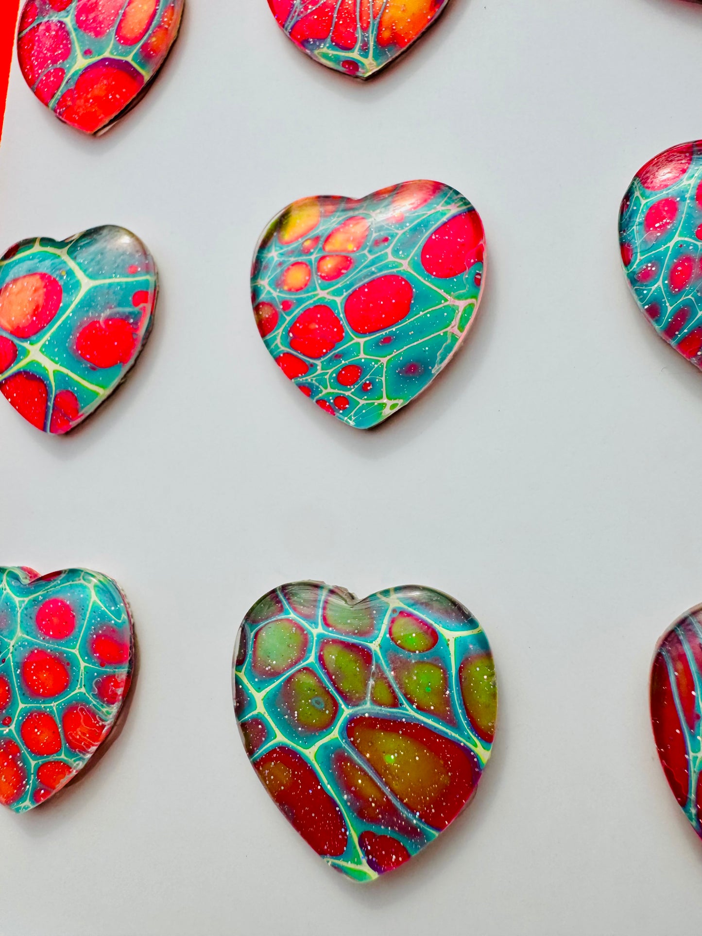 Neon Hearts - Orange Acrylic Frame - 5x7 inches