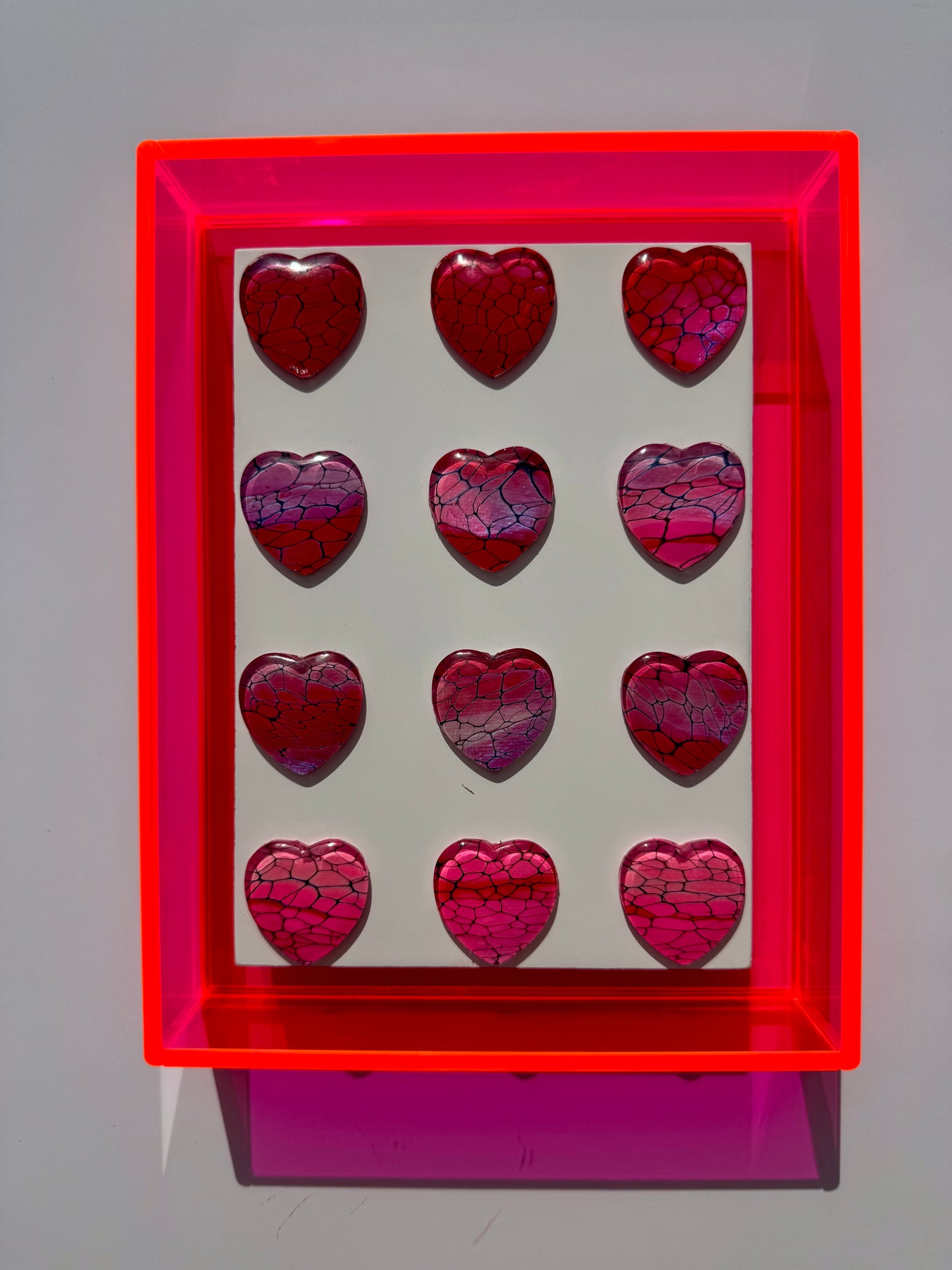 Neon Hearts - Pink Acrylic Frame - 5x7 inches