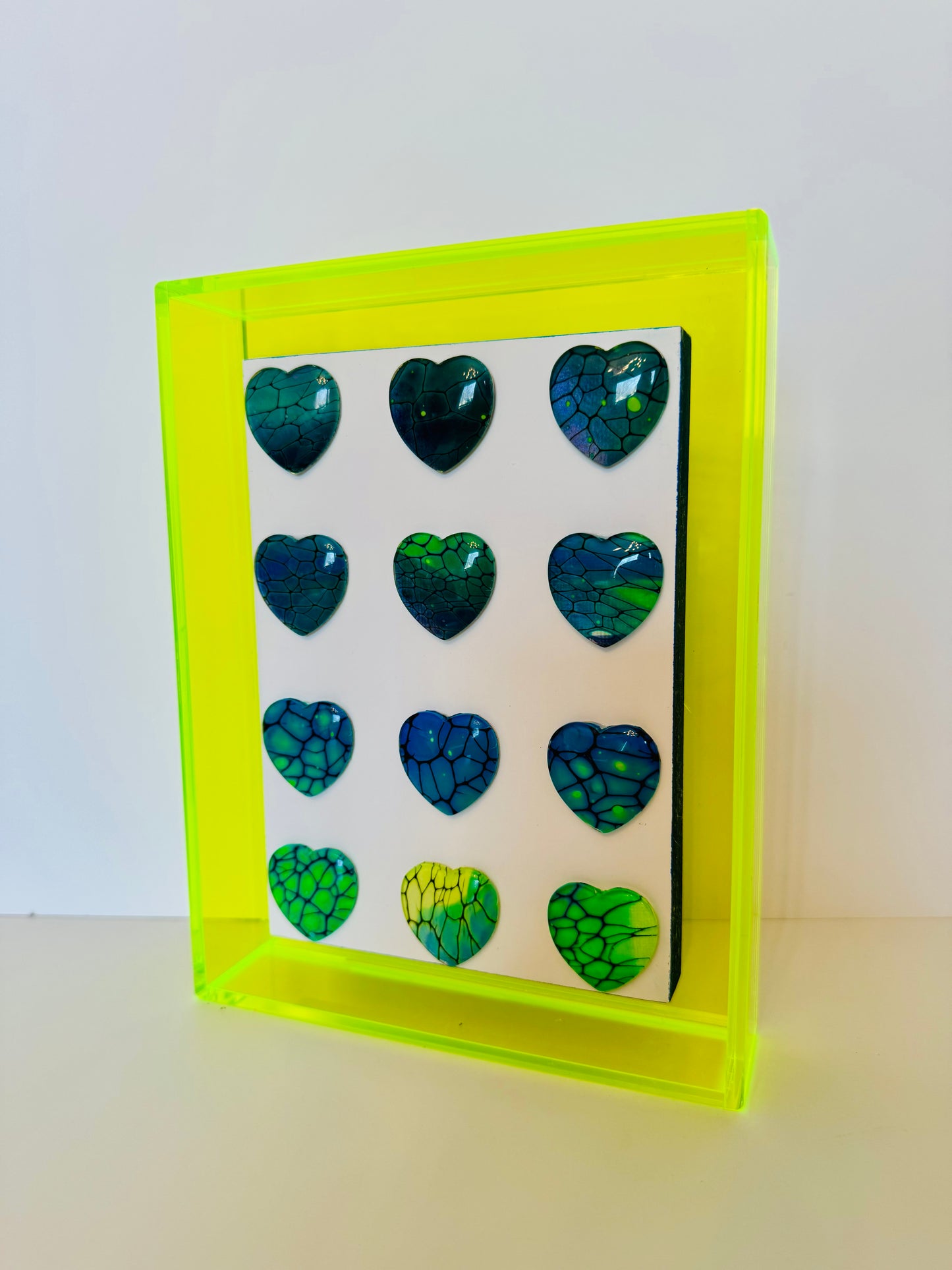 Neon Hearts - Orange Acrylic Frame - 5x7 inches