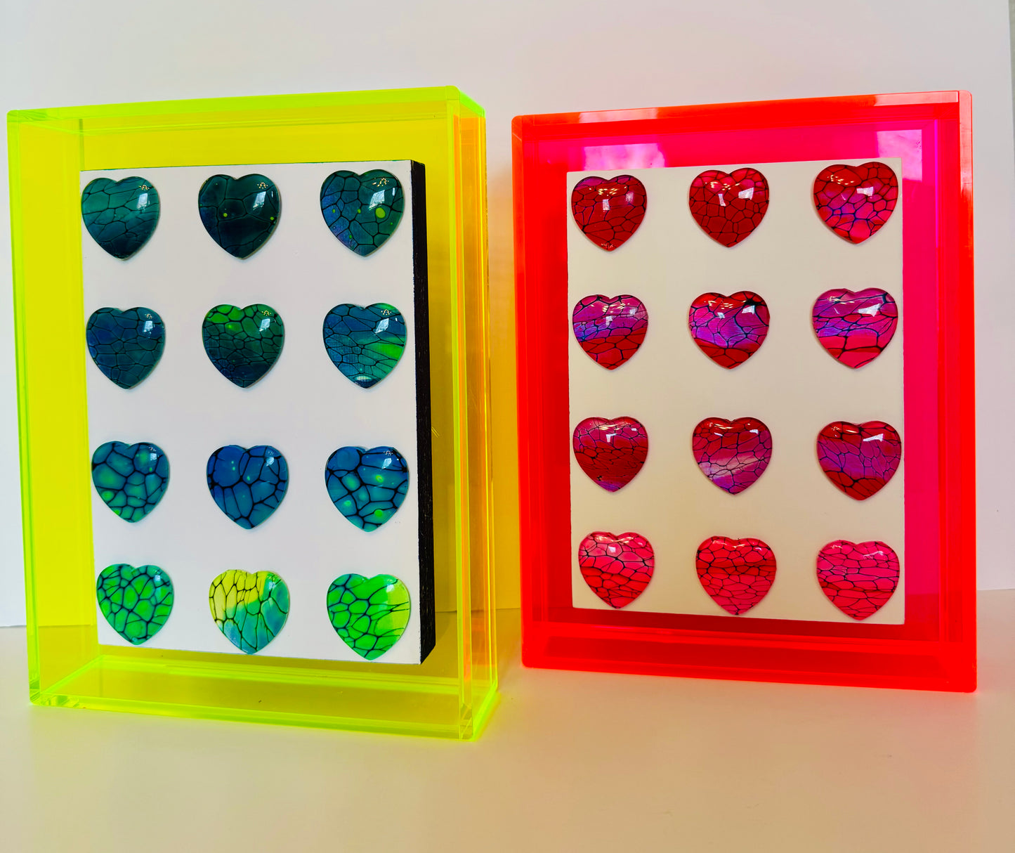Neon Hearts - Pink Acrylic Frame - 5x7 inches