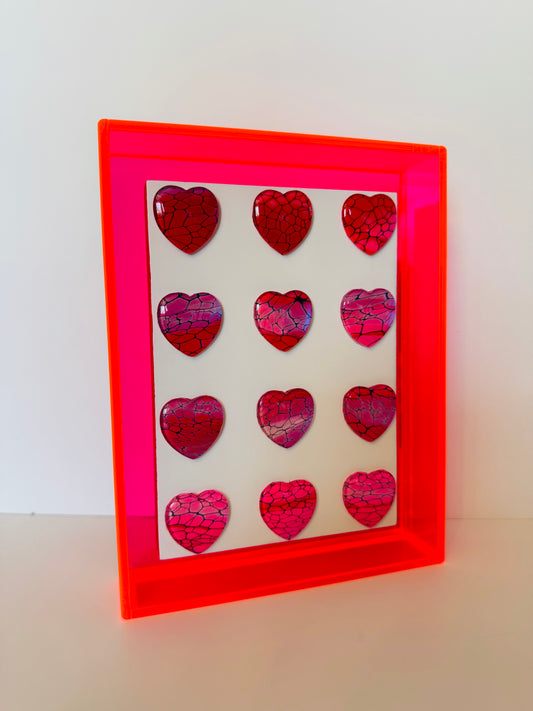 Neon Hearts - Pink Acrylic Frame - 5x7 inches