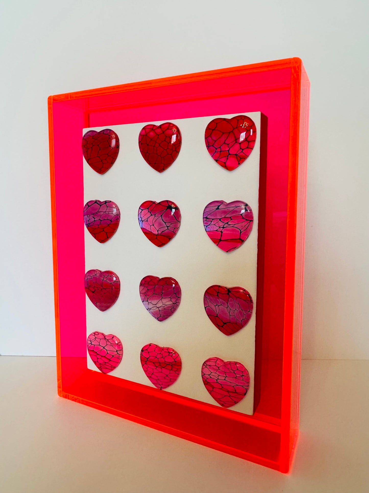 Neon Hearts - Pink Acrylic Frame - 5x7 inches