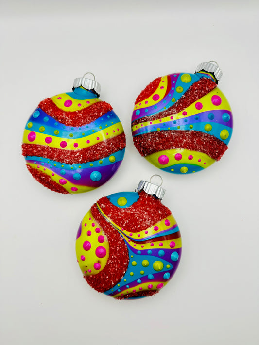 4" Mardi Gras Ornaments - Set of 3