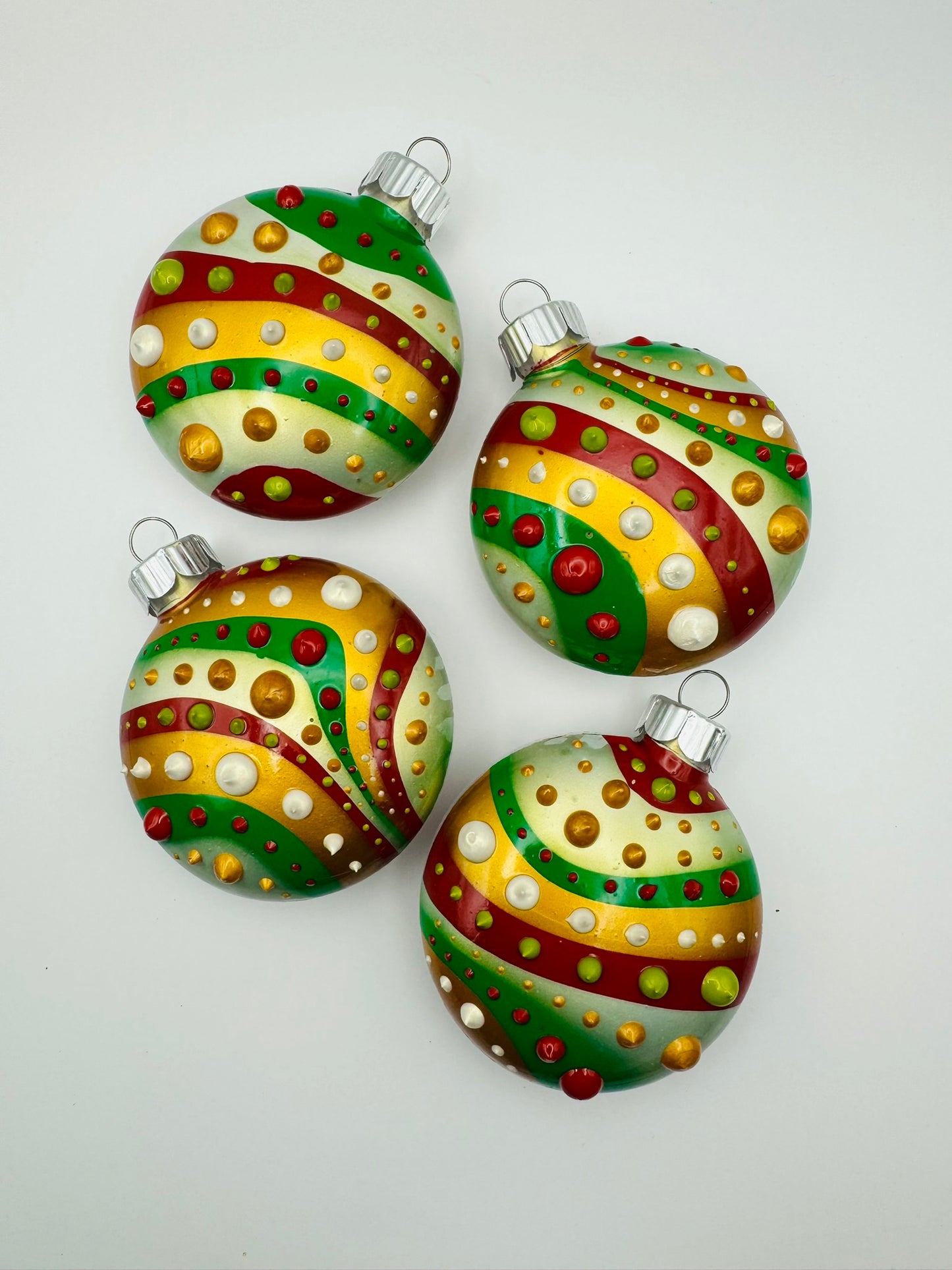 3" Traditional Christmas Color Ornaments - Set of 4